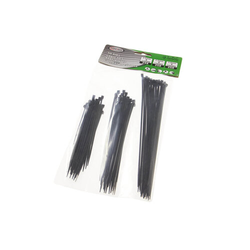 TY-Raps set met 3 types, 2,5x120mm, 2,5x150mm, 3,0x200mm, Zwart (75 st)