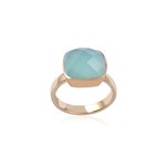 Ring square blue aqua goldplated