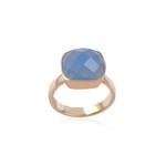 Ring square blue light goldplated