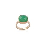 Ring square green light goldplated