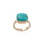 Ring square turquoise goldplated