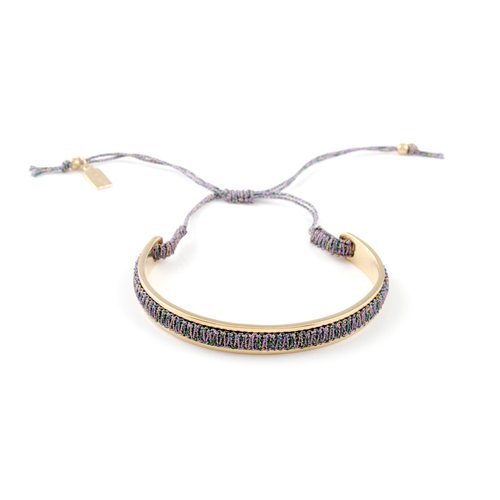 Bangle cord purple blue goldplated