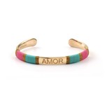 Bangle rope amor multi turquoise goldplated