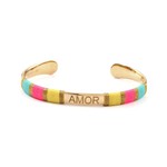 Bangle rope amor multi yellow goldplated