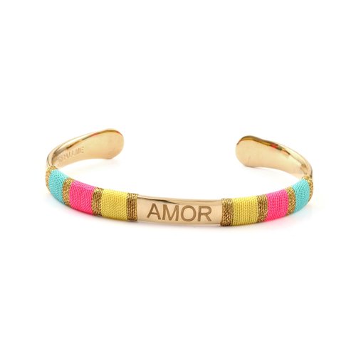 Bangle rope amor multi yellow goldplated