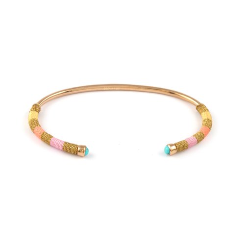 Bangle rope small multi pink light goldplated