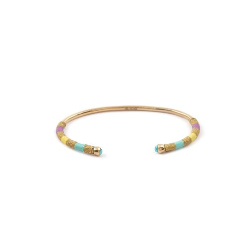 Bangle rope small multi blue light goldplated