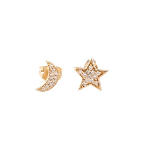 Earrings moon star goldplated