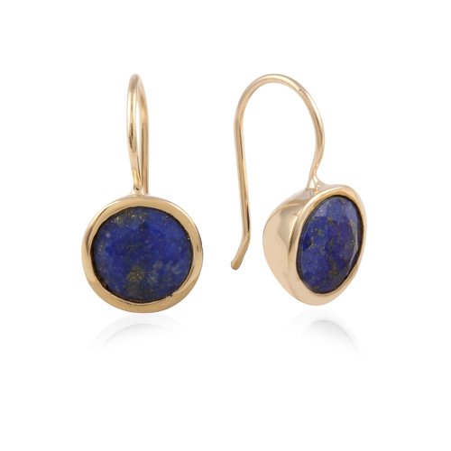 Earrings round blue goldplated