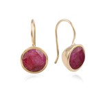 Earrings round fuchsia goldplated