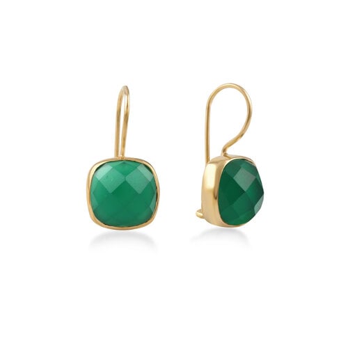 Earrings stone green goldplated