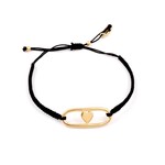 Heart oval cord black goldplated Heart oval cord black goldplated