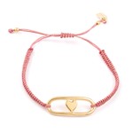 Heart oval cord pink goldplated