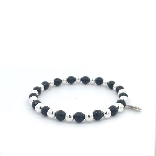 Men mix black 6mm silver