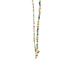 Necklace 3 drup green goldplated