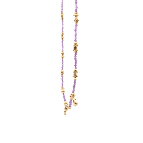 Necklace 3 drup purple goldplated