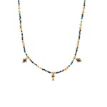 Necklace 3 drup turquoise goldplated