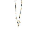 Necklace 3 drup turquoise goldplated