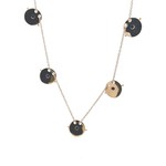 Necklace disc 5 dot black goldplated