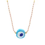 Necklace big eye pink light gold coloured Necklace big eye pink light gold coloured