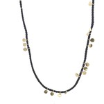 Necklace discs black goldplated