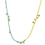 Necklace discs yellow blue goldplated