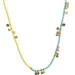 Necklace discs yellow blue goldplated