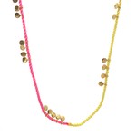 Necklace discs yellow pink goldplated