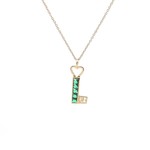 Necklace key green goldplated