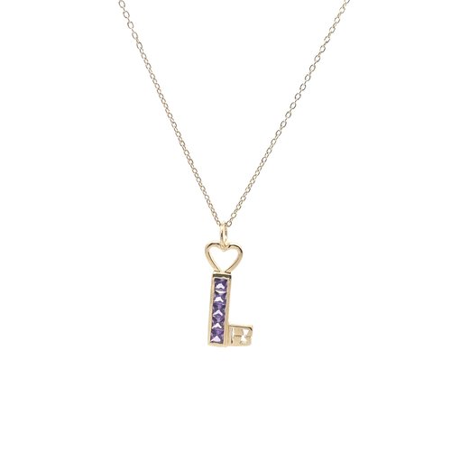 Necklace key purple goldplated