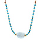 Necklace big eye blue light gold coloured