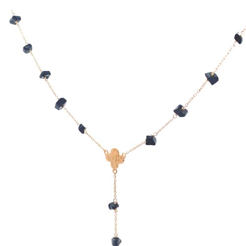 Necklace clover stones black goldplated