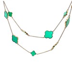 Necklace clovers green goldplated