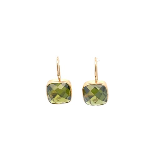 Earrings stone green shine goldplated