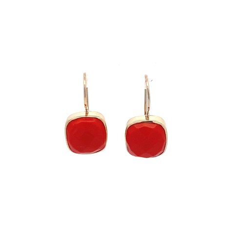 Earrings stone red goldplated