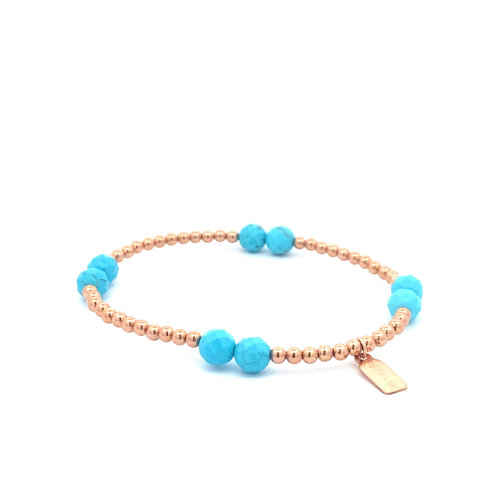 Four turquoise rose-gold coloured