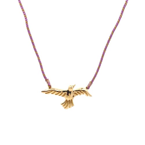 Necklace freedom bird lila goldplated