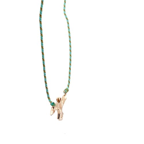 Necklace freedom bird turquoise goldplated