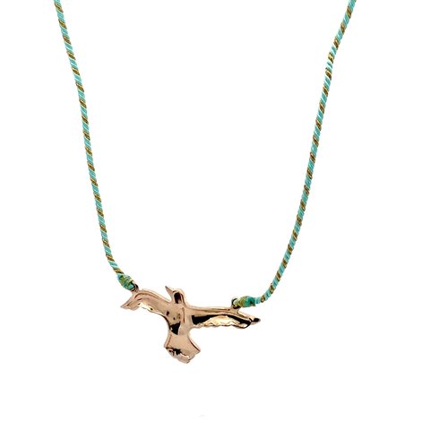 Necklace freedom bird turquoise goldplated