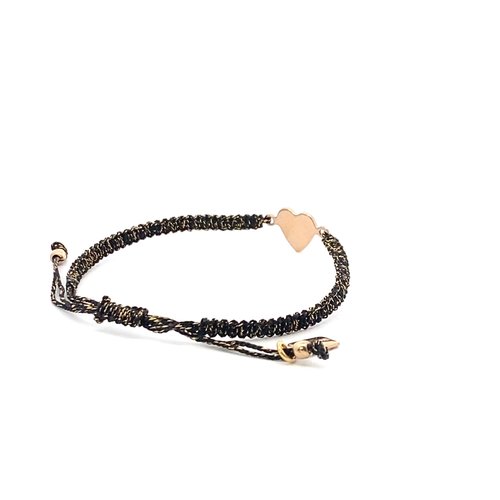 Heart cord black goldplated