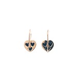 Earrings heart stone black goldplated