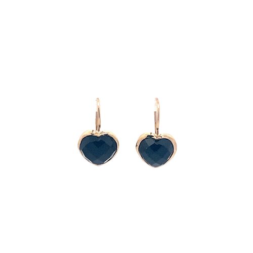 Earrings heart stone black goldplated