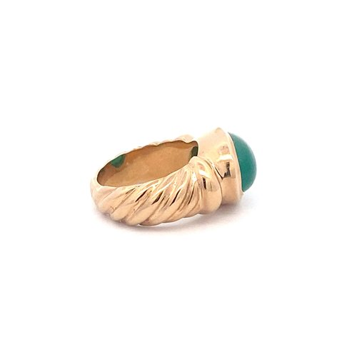 Ring braid green goldplated