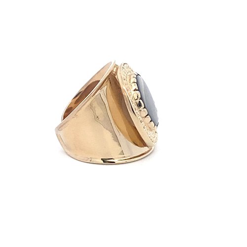 Ring flat stone brown goldplated