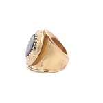 Ring flat stone brown goldplated