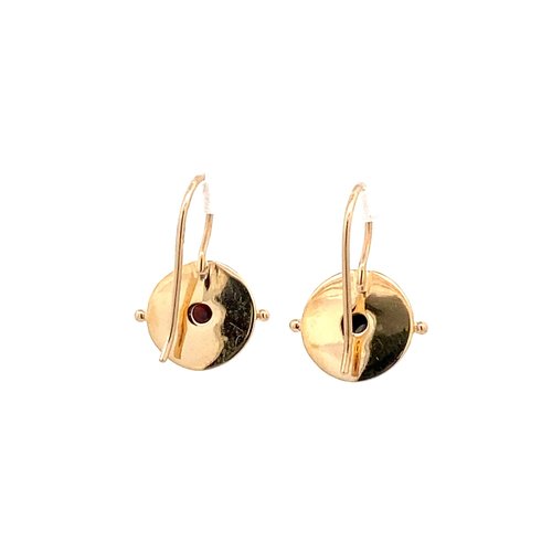 Earrings disc dot black goldplated