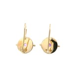 Earrings disc dot purple goldplated