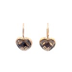 Earrings heart stone brown goldplated