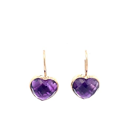 Earrings heart stone purple goldplated