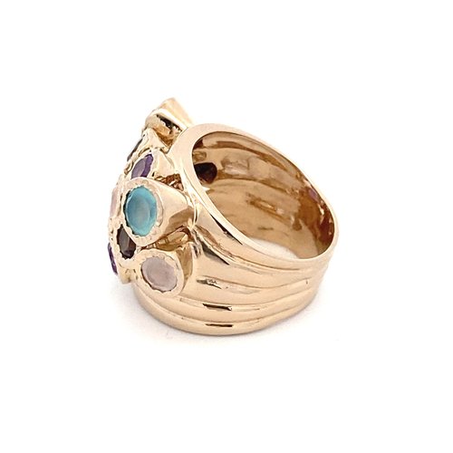 Ring multi stones mix goldplated